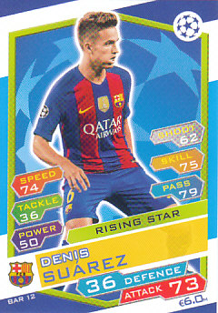Denis Suarez FC Barcelona 2016/17 Topps Match Attax CL Rising Star #FCB12